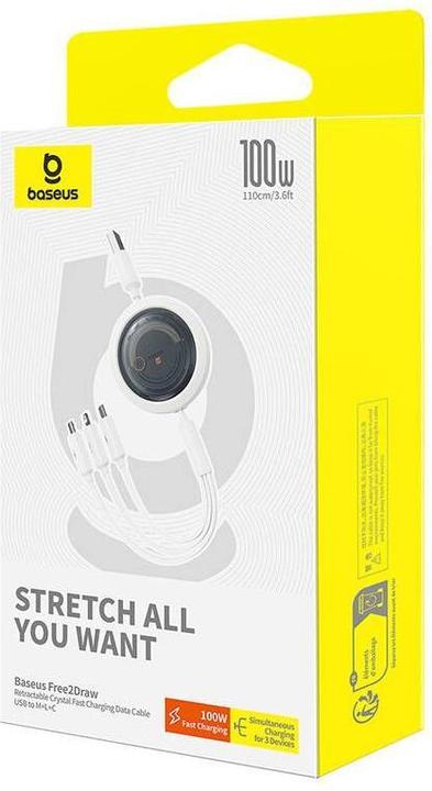 Actual product image Baseus Free2Draw Series USB-A to USB-C / Lightning / MicroUSB (1.10 m, USB 3.2 Gen 1, 100 W)