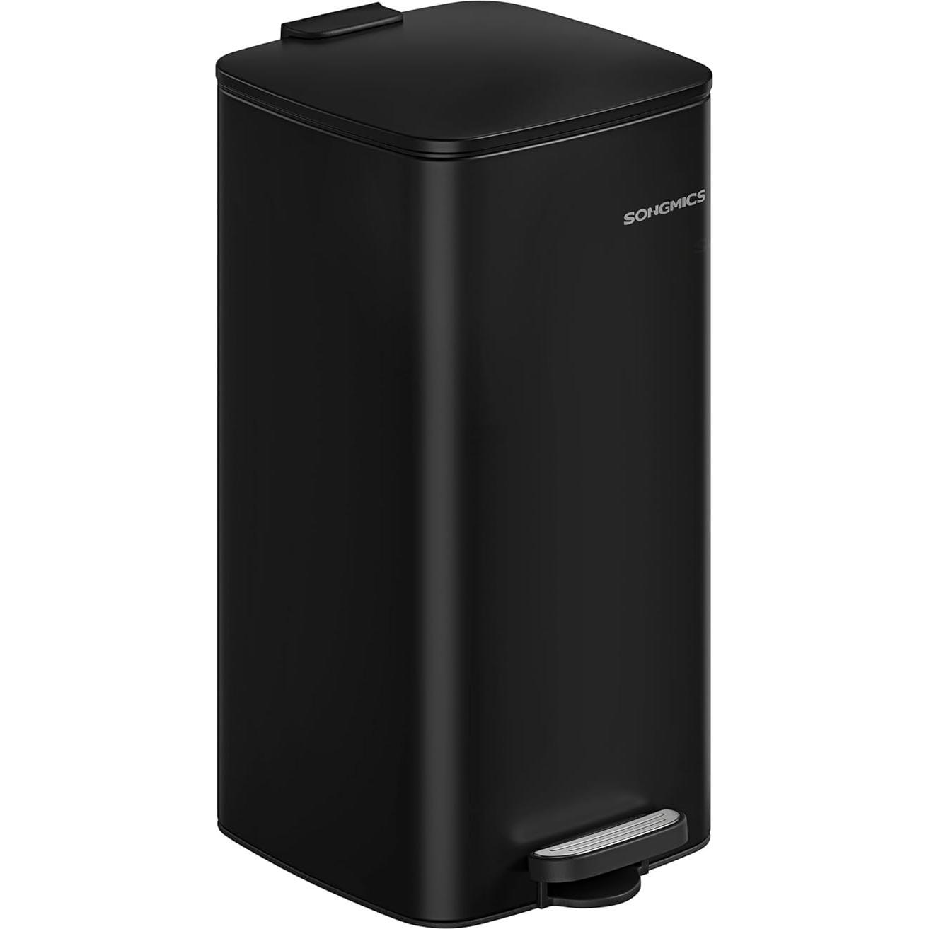 Songmics Mülleimer Küche 30L Stahl Tintenschwarz, Pattumiera, Nero
