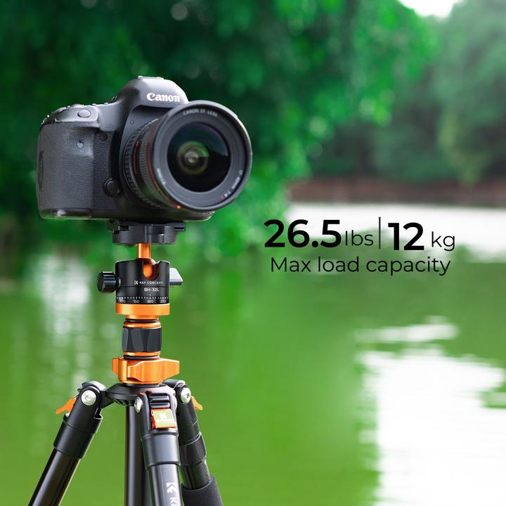 Actual product image K&F Concept K255A7+BH-32L Magnesium Aluminum Alloy Tripod (Metal)