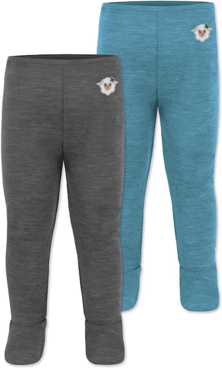 Normani 2er Pack Baby Merino Unterhose mit Füssen - 9539