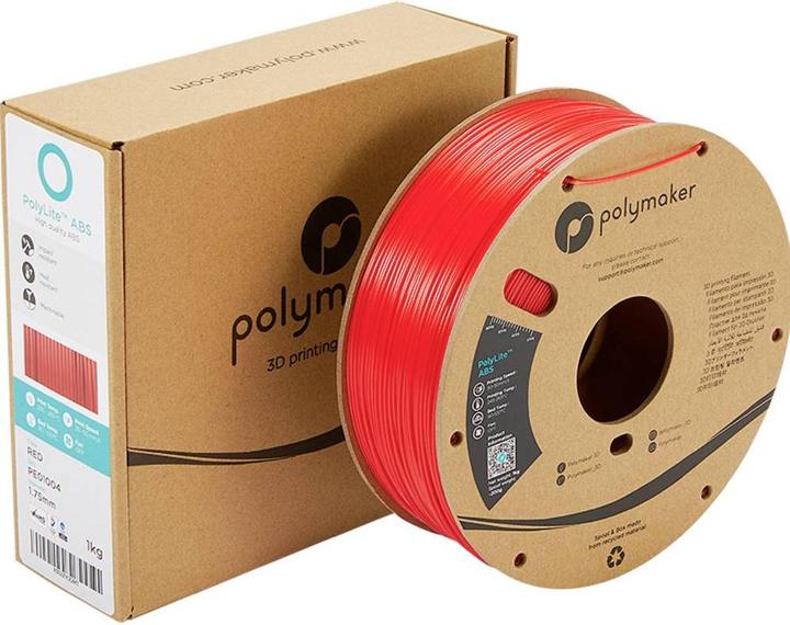 Actual product image Polymaker PolyLite ABS Red 2.85 mm 1,000 g (ABS, 2.85 mm, 1000 g)