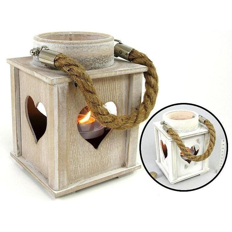 Adar, Lanterna, Holz-Teelichtlaterne 12x16x12cm MIX