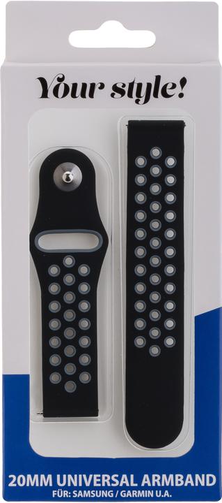 Immagine prodotto Peter Jäckel Cinturino 20 mm in doppio silicone nero/grigio (20 mm, Silicone)