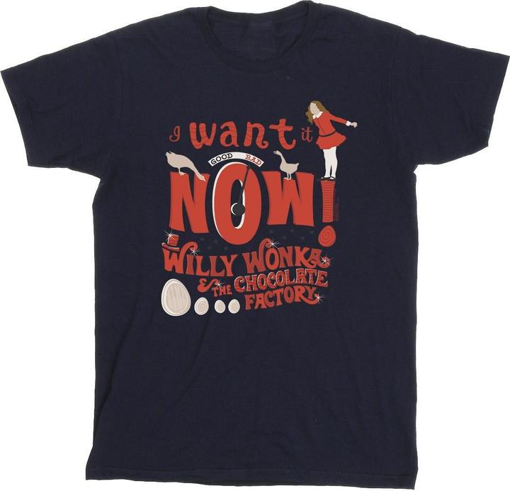 Actual product image Willy Wonka & the Chocolate Factory Girls Verruca Salt I Want It Now Cotton T-Shirt (152, 158)