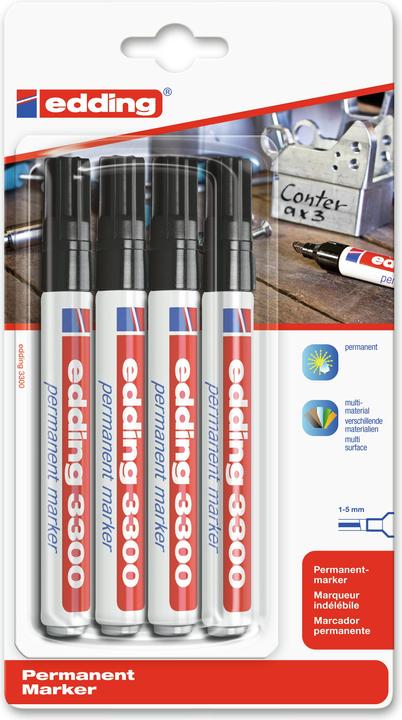 Image du produit Edding Marqueur permanent 4PCS noir (4x)