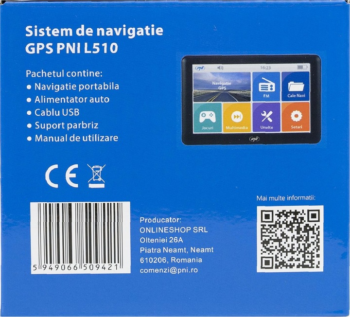 Image du produit PNI Système de navigation GPS L510 écran 5 pouces, 800 MHz, 256 MB DDR2, 8 GB mémoire interne, FM-S (5")