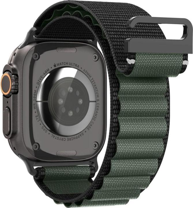 Produktbild Spigen Armband WBF1 Armband für Apple Watch 44 / 45 / 46 / 49 mm - Schwarz und Grün (49 mm, Nylon)