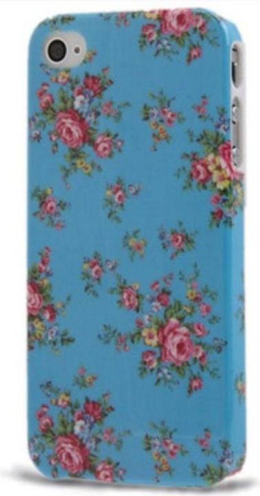Produktbild König Design Schutzhülle Hard Case Hülle für Handy iPhone 4 & 4S Rosen / Hellblau (Apple iPhone 4, LG G4s)