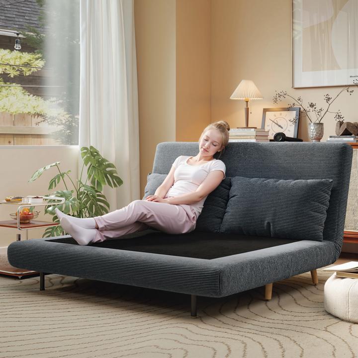 Produktbild Homcom Schlafsofa Polyester, Buchenholz Dunkelgrau