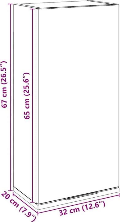 Actual product image vidaXL Wall-mounted bathroom cabinet (32 x 20 x 67 cm)