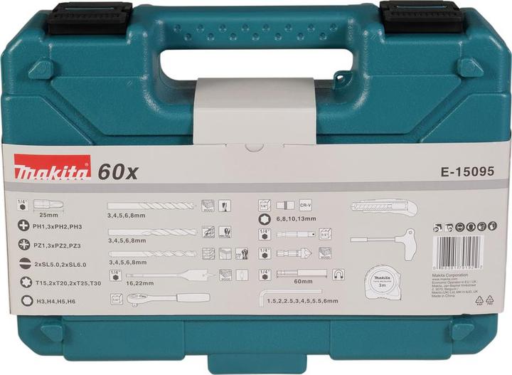 Produktbild Makita E-15095 Werkzeugset 60-tlg. (16 mm, 22 mm, 3 mm, 4 mm, 5 mm, 6 mm, 8 mm)