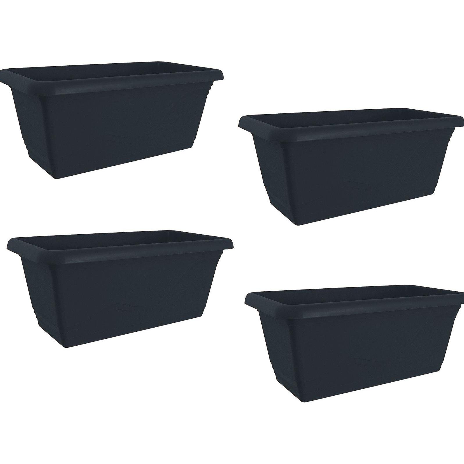 HTI-Living, Blumentopf, Blumenkasten mit Wasserspeicher 4er Set Anthrazit (17 cm)
