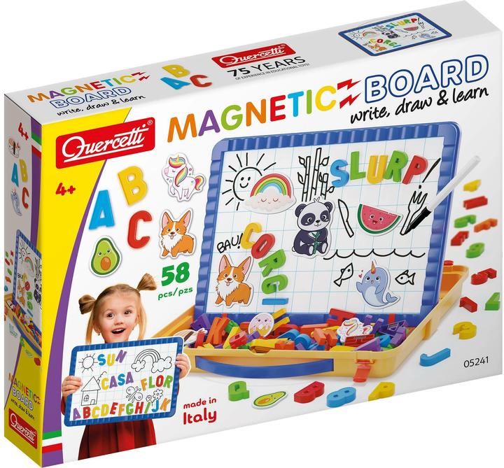 Actual product image Quercetti Magnetic board letters in storage case