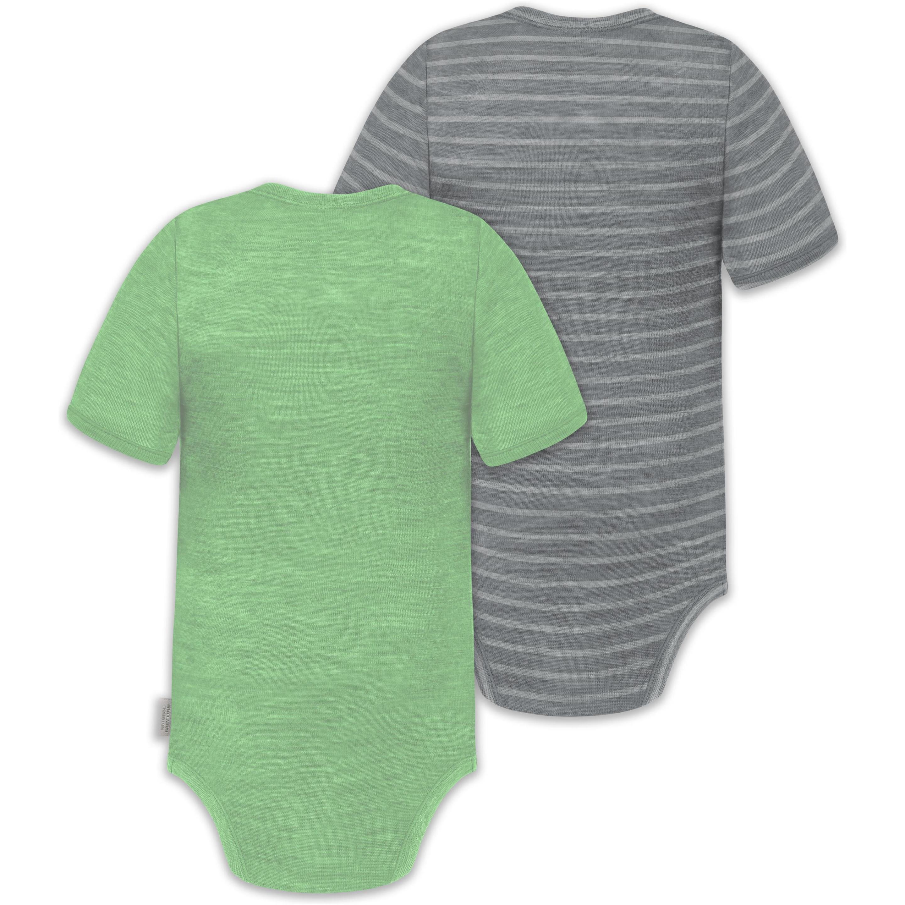 Thumbnail - Normani, Herren, Body, 2er Set Baby Merino Kurzarmbody „Tihoi" - 9317, Grün, (68)