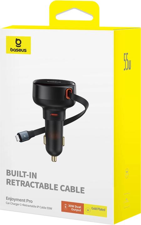 Produktbild Baseus Enjoyment Pro USB-C (weiblich) / Lightning (männlich) 60W Autoladegerät - Schwarz