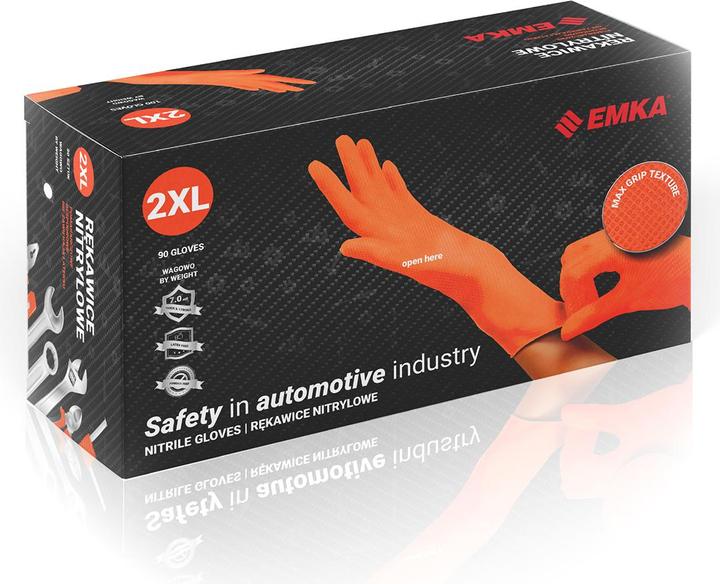 Actual product image NoName Powder-free nitrile gloves EMKA 7.0, 90 pcs, size XXL, orange (XXL)