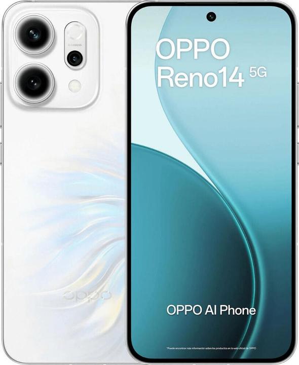 Image du produit OPPO Reno14 (256 Go, Blanc Opale, 6.59", Double SIM, 5G)