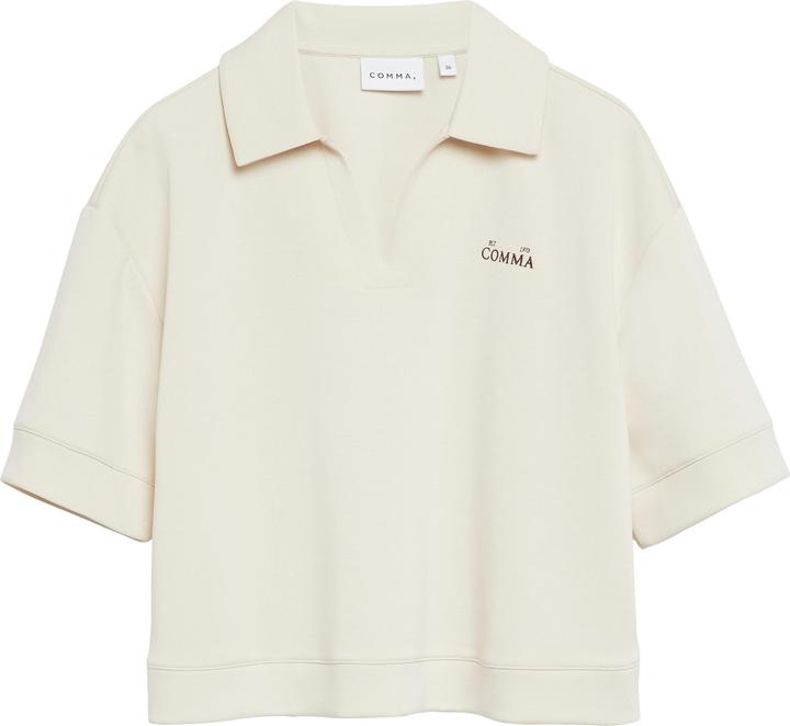 Produktbild Comma Fliessendes Polo-Shirt mit Logo-Artwork und Cropped-Länge (32)