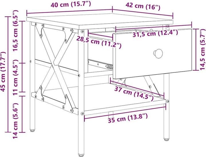 Produktbild vidaXL Nachttisch (40 x 42 x 45 cm)