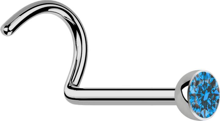 Immagine prodotto Star Piercing Borchia nasale curva in argento con cristallo azzurro (Titanio, senza ottone)