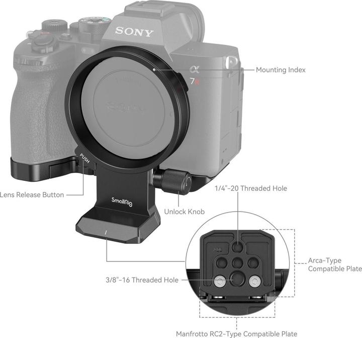 Actual product image SmallRig 4148 Rotatable Horizontal to Vertical Mount Plate Kit for Sony Alpha 7R V / Alpha 7 IV / Alpha 7S II (Cage)