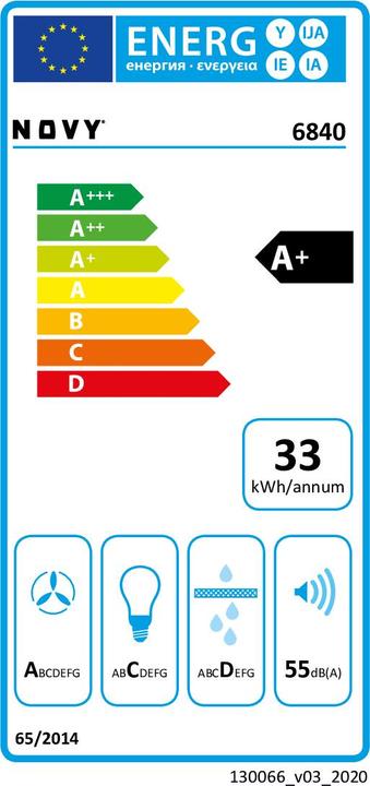 Label énergétique NOVY HOTTE DE PLAFOND PURE LINE 6840 (Hotte de plafond)