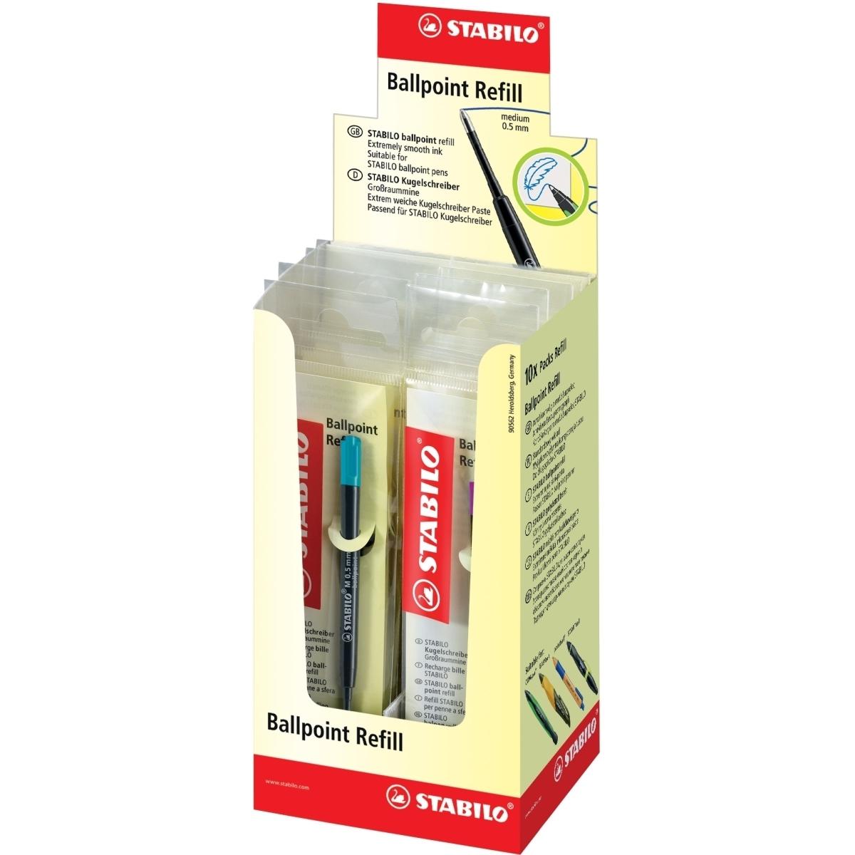 STABILO, Ersatzpatrone, Kugelschreibermine Ballpoint Refill 0,5 mm türkis und lila (je 5 Stück) (Nachfülleinheit, Lila, ...