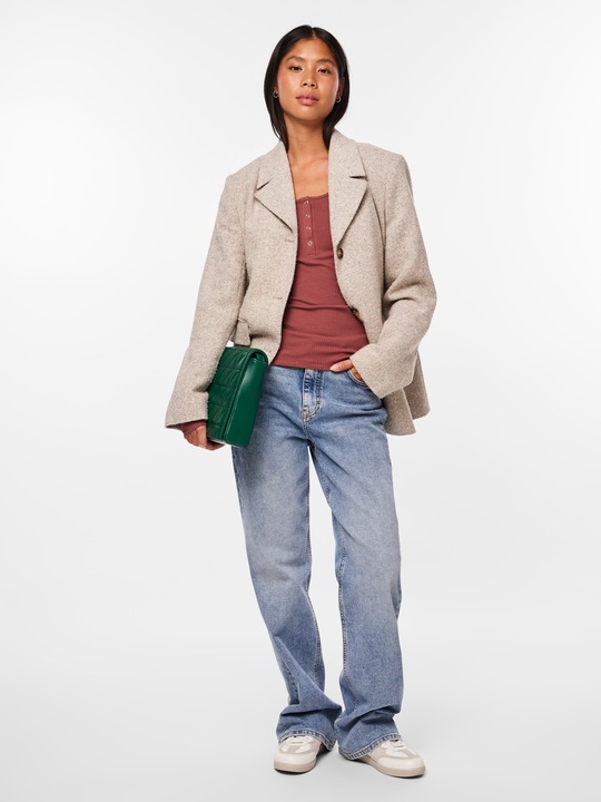 Actual product image Pieces Front buttoned ribbed top (XS)