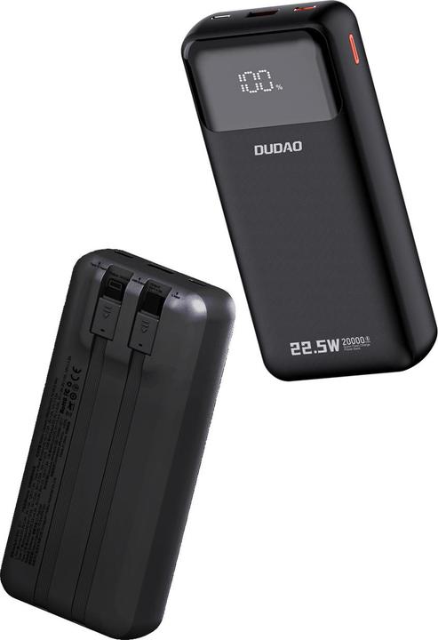 Image du produit Dudao K15Pro 20000mAh 22.5Watt 2x cable Black (20000 mAh, 22.50 W, 74 Wh)