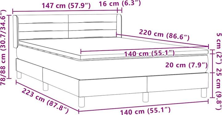 Immagine prodotto vidaXL Boxspringbett (140 x 220 cm)
