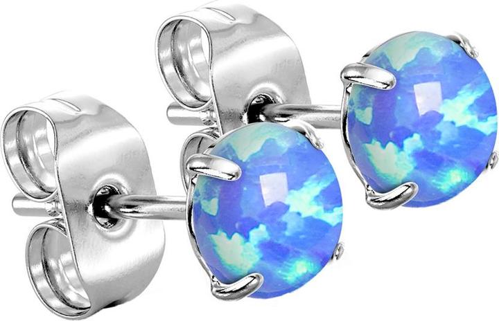 Image du produit Star Piercing Clous d'oreille argent avec opale bleue (sans laiton, Acier chirurgical 316L)