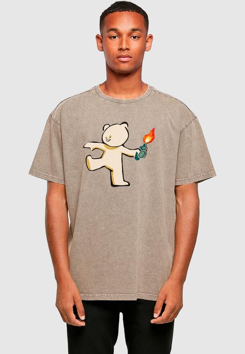 Produktbild Merchcode Brandalised - Molotov Teddy Acid Washed Oversize Tee - 189291 (S)