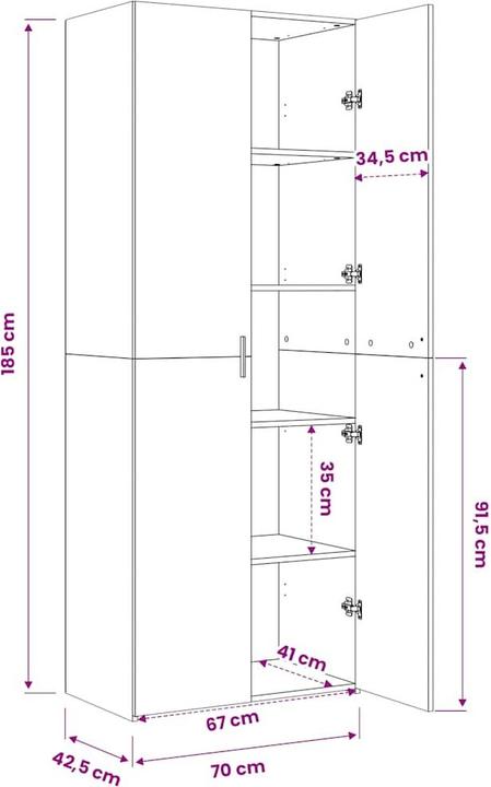 Image du produit vidaXL Highboard (42.50 x 42.50 x 185 cm)
