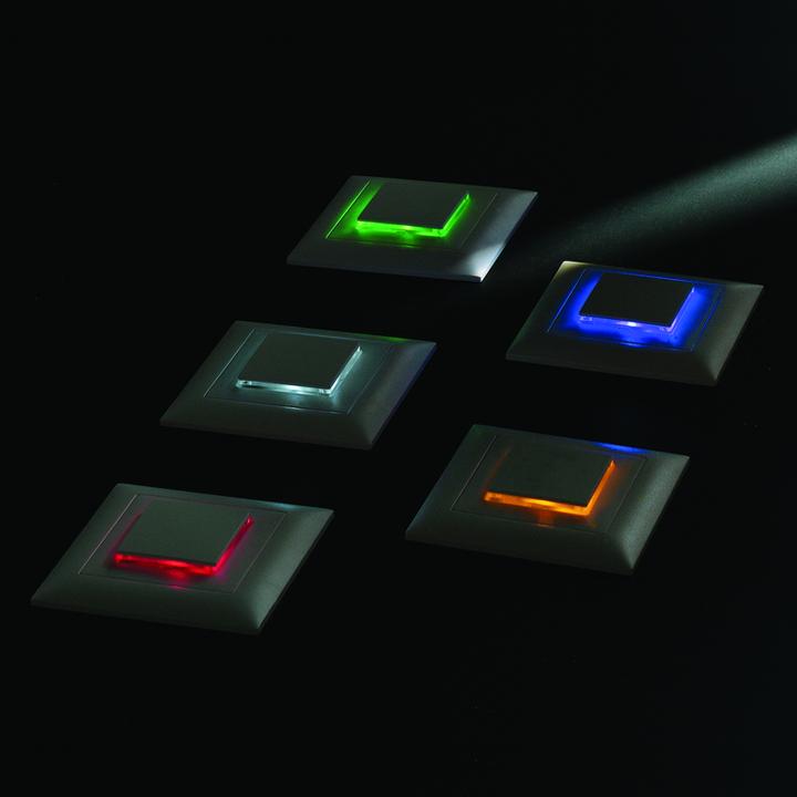 Actual product image Feller UP pressure switch illuminated with side lens white cross 6/1 L with LED blue