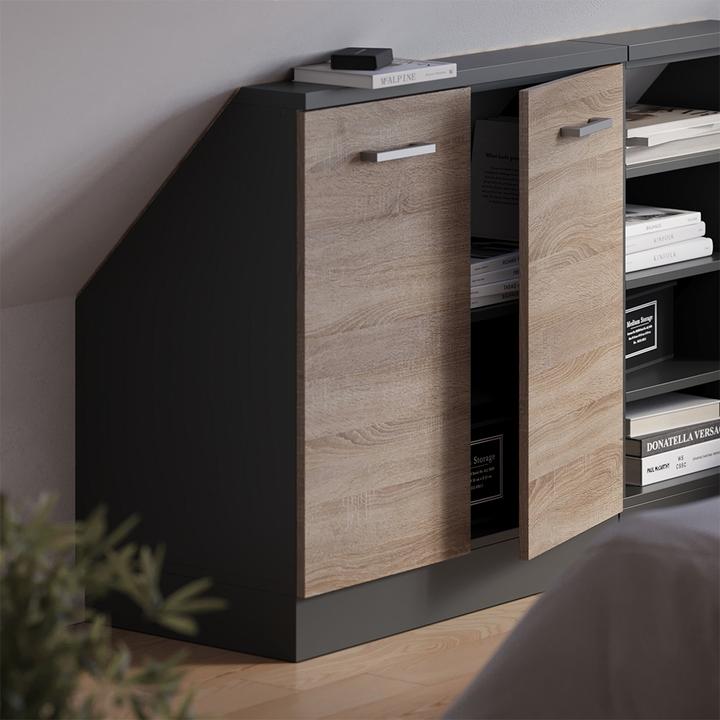 Produktbild Vichy Dachschrägenschrank Rion, Sonoma/Anthrazit/Anthrazit, mit 2 Türen (46 x 46 x 81.60 cm)