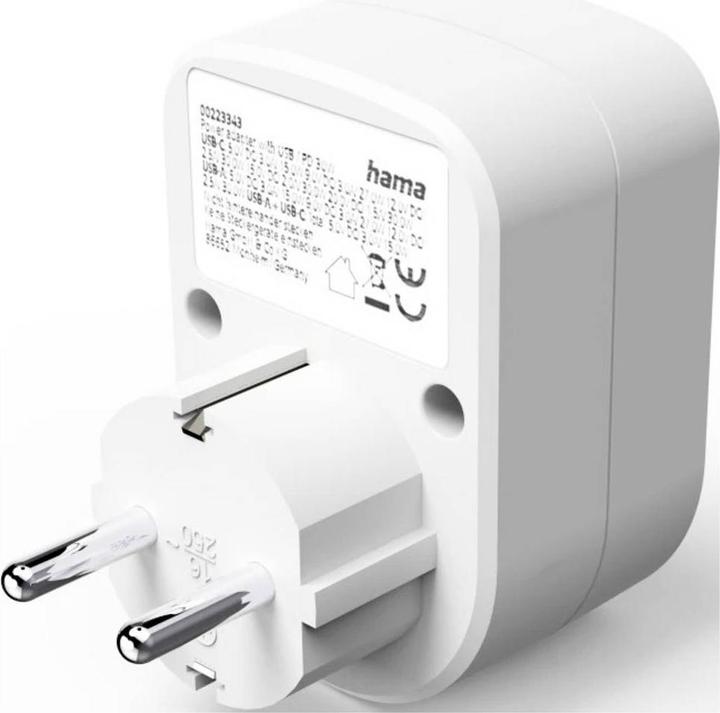 Produktbild Hama Steckdosenadapter-USBC+USBA (CEE 7/4, USB-A, USB-C, 1x)