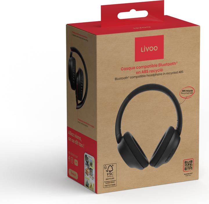 Image du produit Livoo Casque compatible Bluetooth en ABS recyclé (ANC, 16 h, Sans fil)