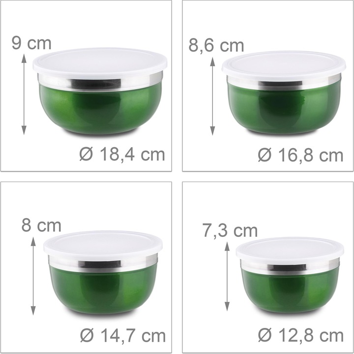 Immagine prodotto Relaxdays Set di ciotole con coperchio 4 pezzi (18.40 cm, 4 x)