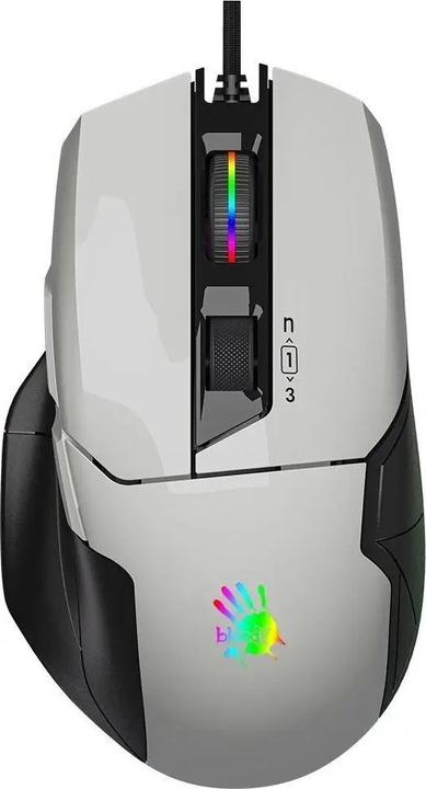 Actual product image A4Tech Bloody W70 Max Activated, RGB podsvícená herní myš, 12000 DPI, USB, bílá (Cable)