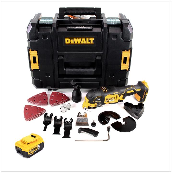 Produktbild DeWalt DCS 355 NT Akku Oszillierer 18V Brushless + 1x Akku 5,0Ah + TSTAK + 36 tlg. Zubehör - ohne La