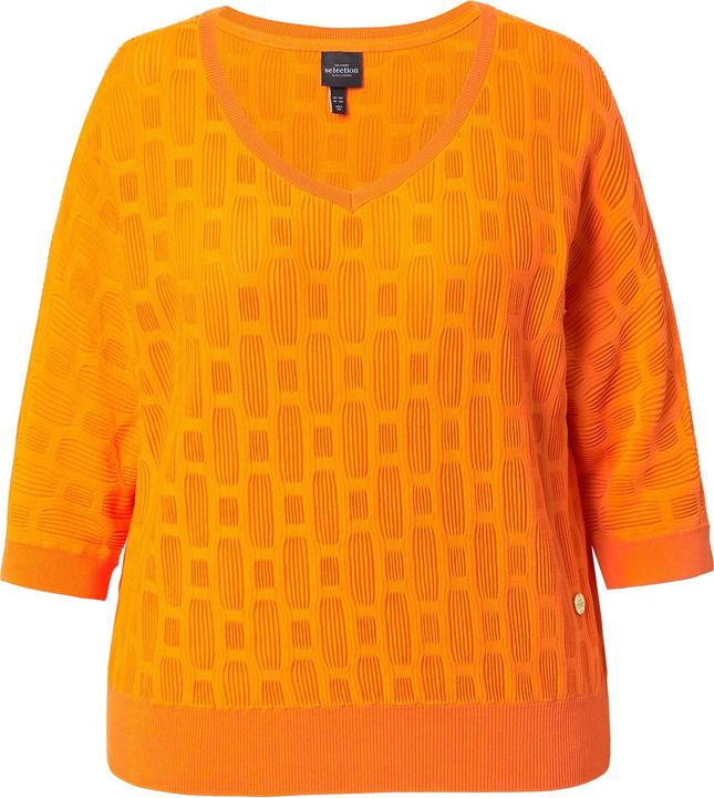 Produktbild Ulla Popken Strickshirt, 3D-Design, Oversized, V-Ausschnitt, Halbarm (58)
