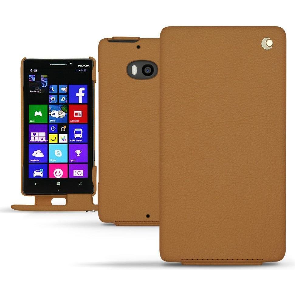 Noreve Lederschutzhülle vertikal (Nokia Lumia 930), Smartphone Hülle, Braun