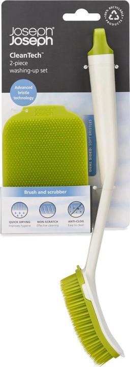 Produktbild Joseph Joseph CleanTech 2-tlg. Spülbürsten- und Schrubber-Set - Weiss/Grün (1 Stk.)