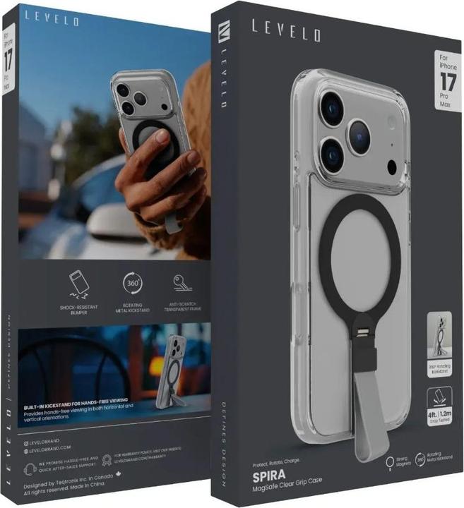 Image du produit Levelo Spira Magsafe Clear Grip Hülle Apple iPhone 17 Pro Max - Transparent (Apple iPhone 17 Pro Max)