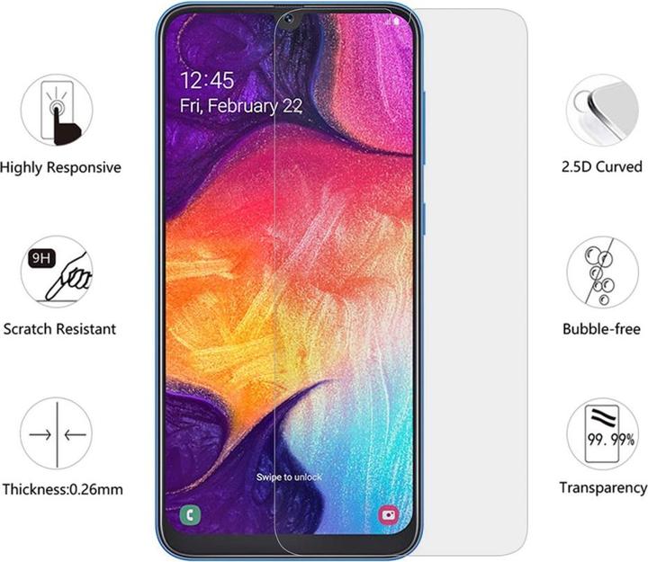 Actual product image Screenguard Samsung Galaxy A50 bulletproof glass protective film Case Friendly Design (Samsung Galaxy A50)