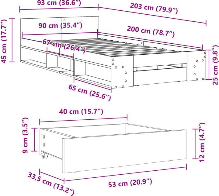 Image du produit vidaXL Bettgestell (90 x 200 cm)