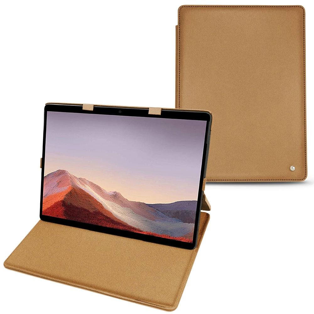 Noreve Lederschutzhülle vertikal (Microsoft Surface Pro X), Tablet Hülle, Beige