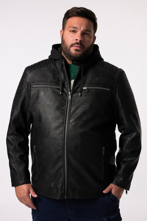 Produktbild Men+ Bikerjacke, Lederoptik, Jersey-Kapuze (8XL)