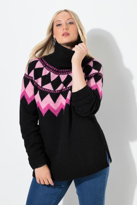 Produktbild Ulla Popken Pullover, Norwegermuster, Rollkragen, Langarm (62)