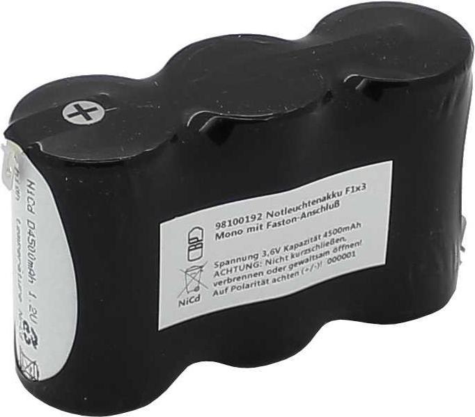 Image du produit XCell Notleuchtenakku NiCd 3,6V 4500mAh F1x3 Mono mit Faston-Anschluss 4,8mm (4500 mAh, Piles rechargeables + chargeur)